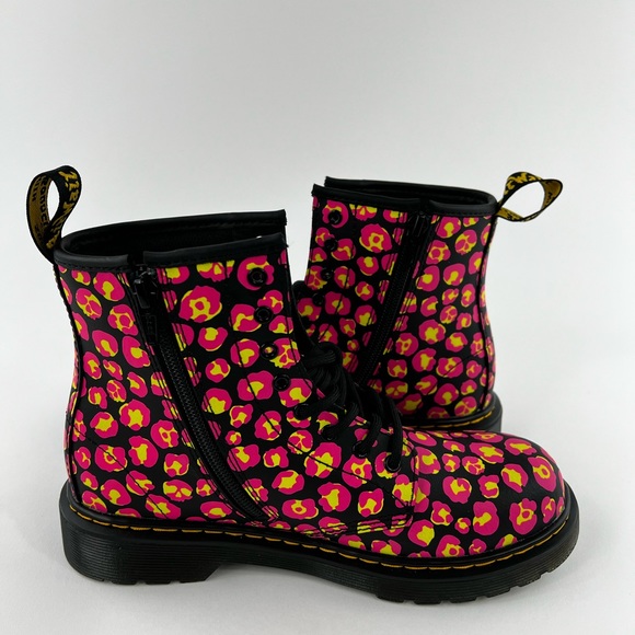 Dr Martens 1460 Pink Leopard Women's Size 5 Boots Smooth Leather Black Yellow - Picture 11 of 11